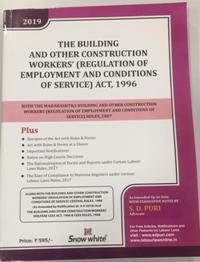  Buy THE BUILDING AND OTHER CONSTRUCTION WORKERS (REGULATION OF EMPLOYMENT AND CONDITIONS OF SERVICE) ACT, 1996